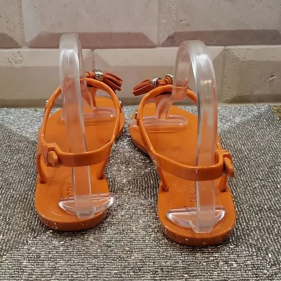 SOLD!! TOD'S Pumpkin Tassled Jelly Nikel Sandals - Picture 6 of 9